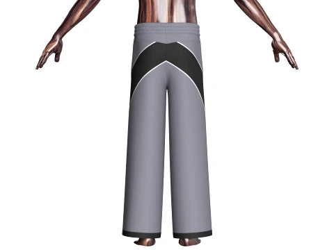 Men Curved Panel Wide-Leg Track Pants 3D Model