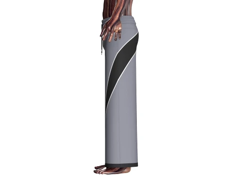Men Curved Panel Wide-Leg Track Pants 3D Model