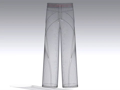 Men Curved Panel Wide-Leg Track Pants 3D Model