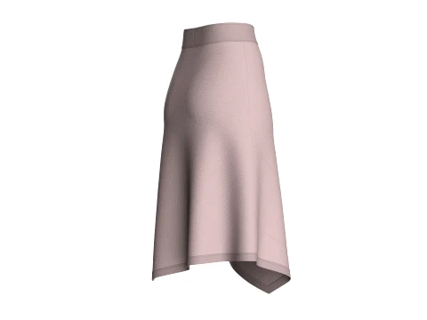 Girls High-Waisted Midi Skirt With Zipper 3D Model