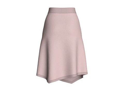 Girls High-Waisted Midi Skirt With Zipper 3D Model