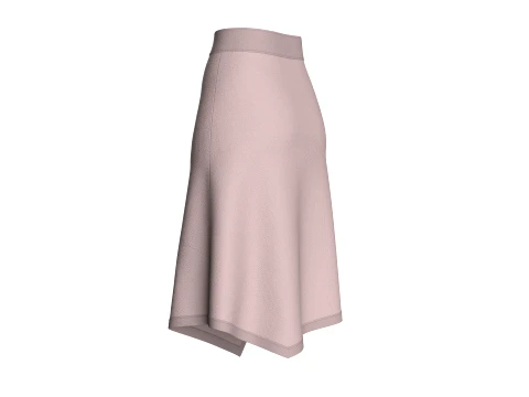 Girls High-Waisted Midi Skirt With Zipper 3D Model