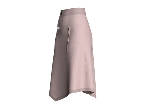 Girls High-Waisted Midi Skirt With Zipper 3D Model