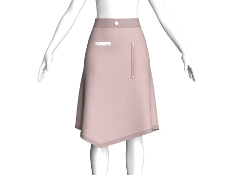Girls High-Waisted Midi Skirt With Zipper 3D Model