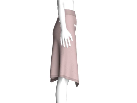 Girls High-Waisted Midi Skirt With Zipper 3D Model
