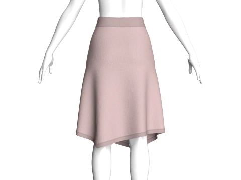 Girls High-Waisted Midi Skirt With Zipper 3D Model
