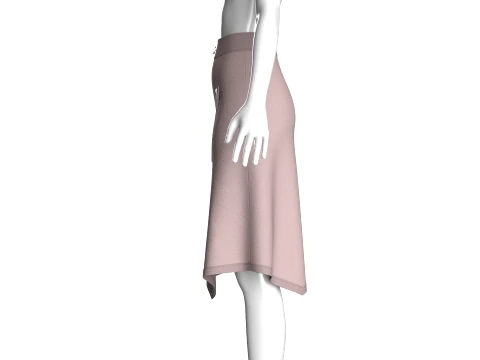 Girls High-Waisted Midi Skirt With Zipper 3D Model