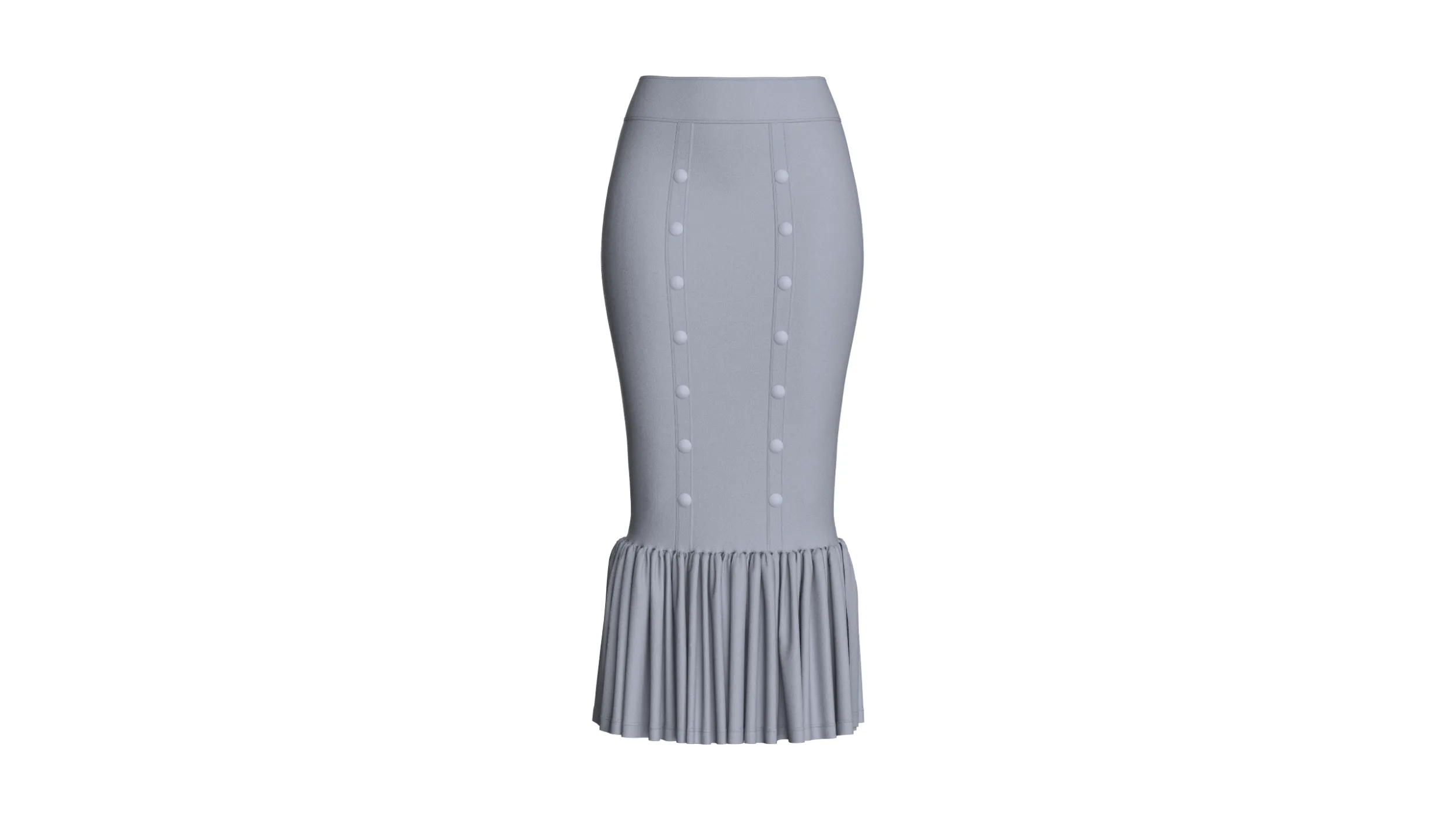 Girls Maxi Skirt With Ruffled Hem 3D Model .c4d .max .obj .3ds .fbx .stl .blend 