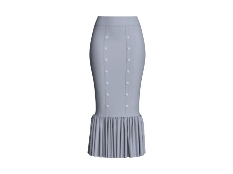 Girls Maxi Skirt With Ruffled Hem 3D Model