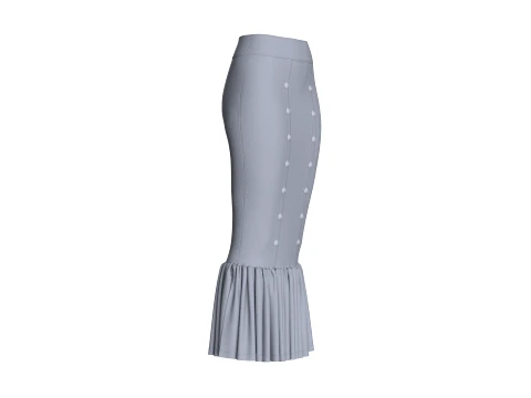 Girls Maxi Skirt With Ruffled Hem 3D Model