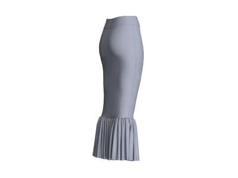 Girls Maxi Skirt With Ruffled Hem 3D Model