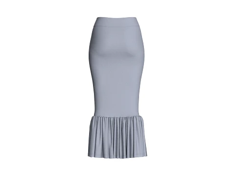 Girls Maxi Skirt With Ruffled Hem 3D Model
