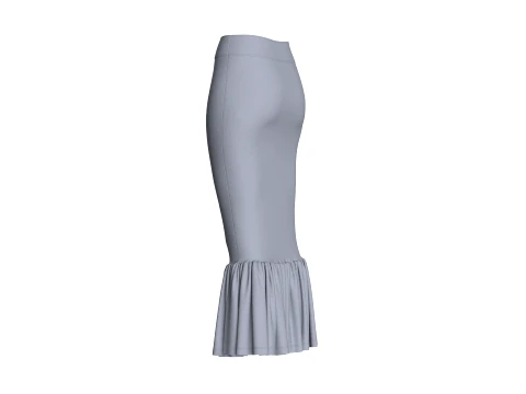 Girls Maxi Skirt With Ruffled Hem 3D Model