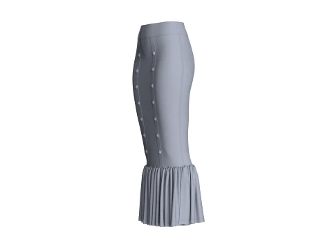 Girls Maxi Skirt With Ruffled Hem 3D Model