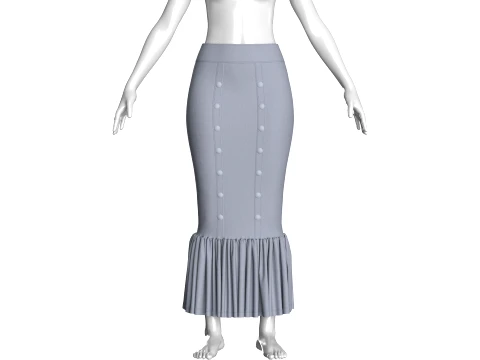 Girls Maxi Skirt With Ruffled Hem 3D Model