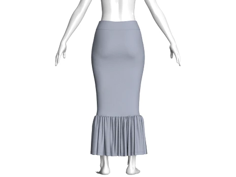 Girls Maxi Skirt With Ruffled Hem 3D Model