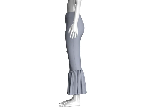 Girls Maxi Skirt With Ruffled Hem 3D Model