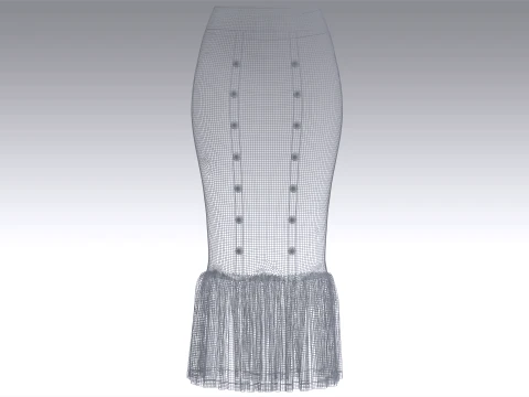 Girls Maxi Skirt With Ruffled Hem 3D Model