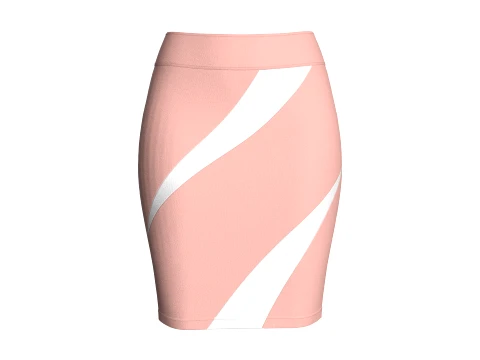 Girls Pencil Skirt With Wave Striped 3D Model