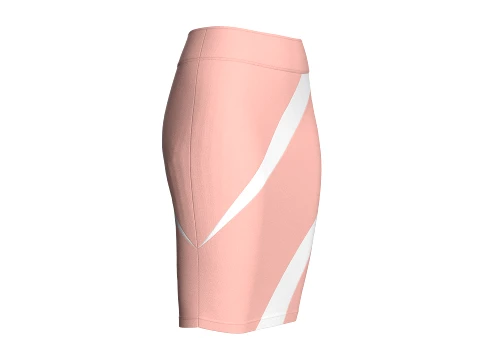 Girls Pencil Skirt With Wave Striped 3D Model