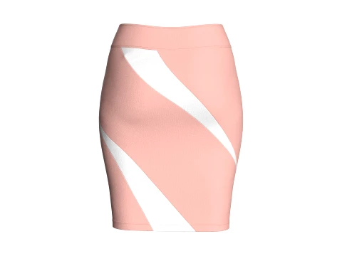 Girls Pencil Skirt With Wave Striped 3D Model