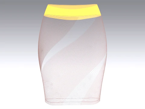 Girls Pencil Skirt With Wave Striped 3D Model