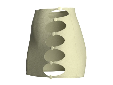 Girls Side Cut-Out Mini Skirt 3D Model
