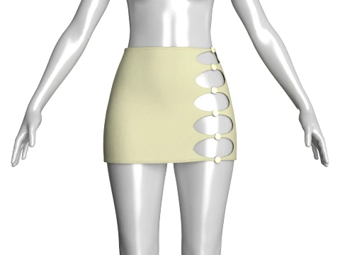 Girls Side Cut-Out Mini Skirt 3D Model