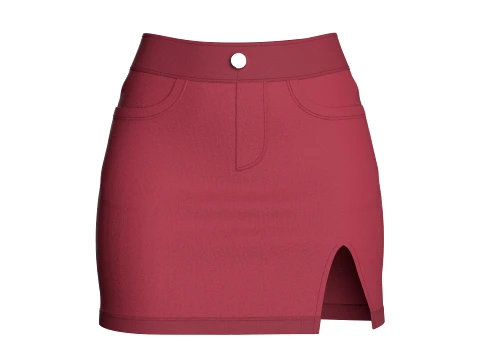 Girls Side Slit Mini Skirt 3D Model