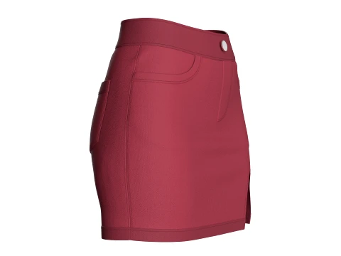 Girls Side Slit Mini Skirt 3D Model