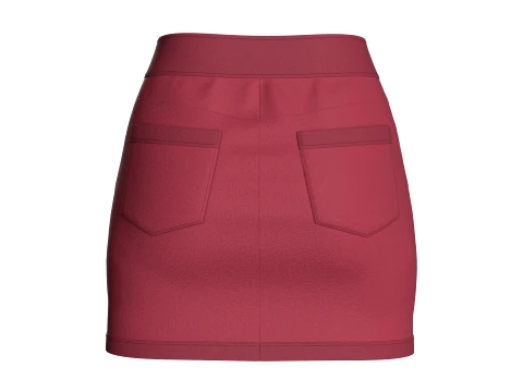 Girls Side Slit Mini Skirt 3D Model