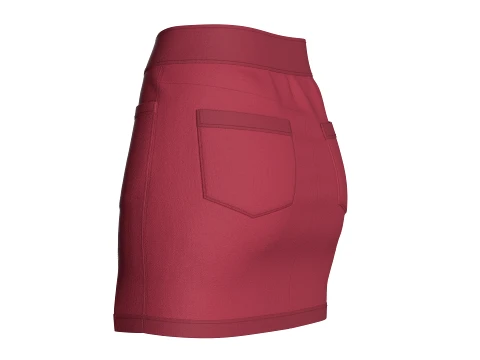 Girls Side Slit Mini Skirt 3D Model