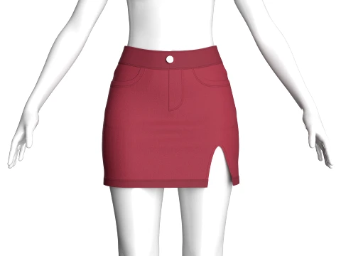 Girls Side Slit Mini Skirt 3D Model