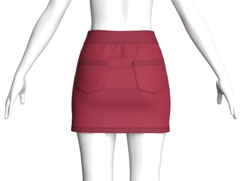 Girls Side Slit Mini Skirt 3D Model