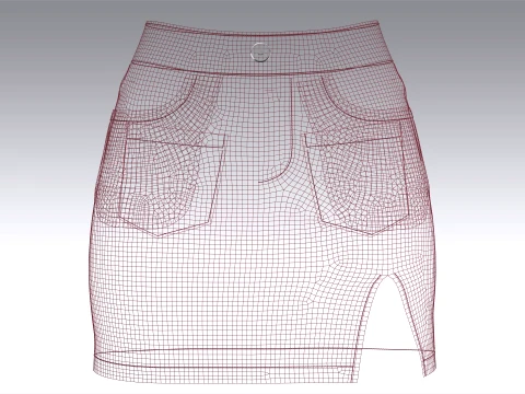 Girls Side Slit Mini Skirt 3D Model
