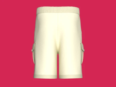 Men Cream Color Cargo Shorts 3D Model