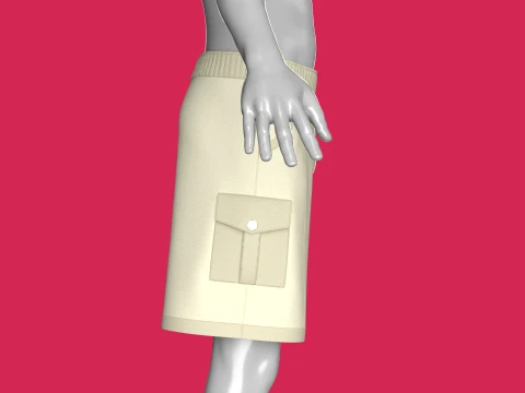 Men Cream Color Cargo Shorts 3D Model