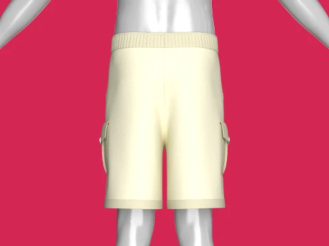 Men Cream Color Cargo Shorts 3D Model