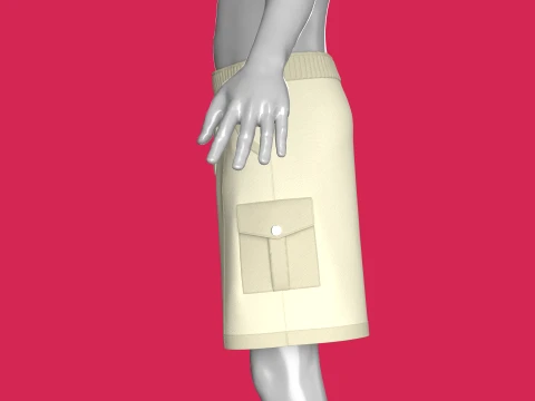 Men Cream Color Cargo Shorts 3D Model