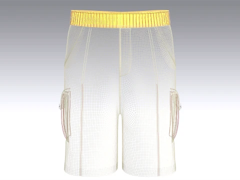 Men Cream Color Cargo Shorts 3D Model
