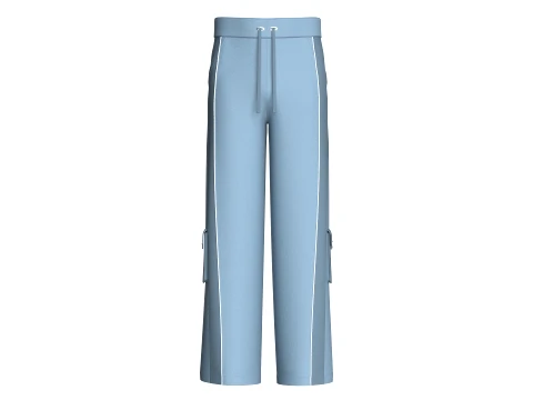 Men Wide-Leg Cargo Pant With White Piping 3D Model