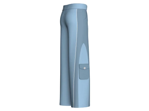 Men Wide-Leg Cargo Pant With White Piping 3D Model