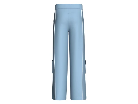 Men Wide-Leg Cargo Pant With White Piping 3D Model