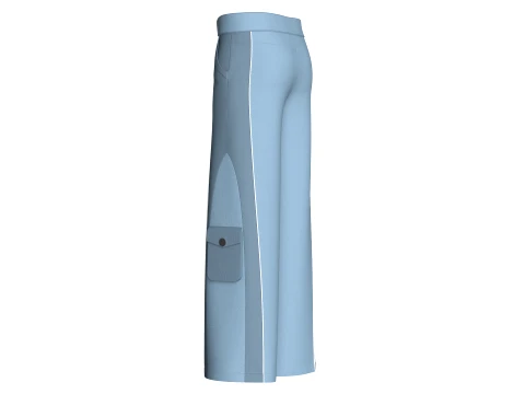 Men Wide-Leg Cargo Pant With White Piping 3D Model