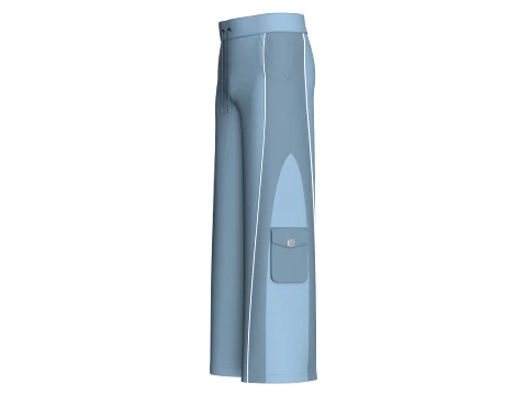 Men Wide-Leg Cargo Pant With White Piping 3D Model