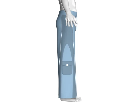 Men Wide-Leg Cargo Pant With White Piping 3D Model