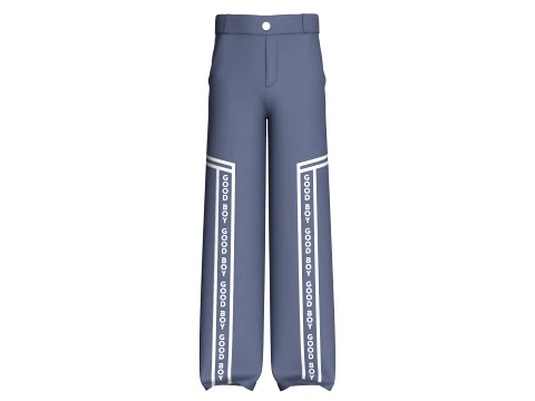Men Wide-Leg Letter Printed Striped Trousers 3D Model