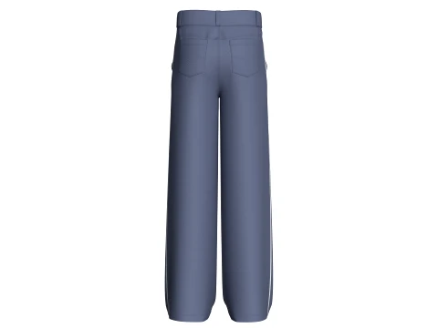 Men Wide-Leg Letter Printed Striped Trousers 3D Model
