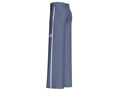 Men Wide-Leg Letter Printed Striped Trousers 3D Model