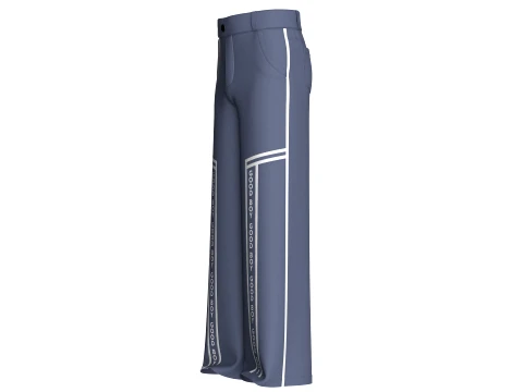 Men Wide-Leg Letter Printed Striped Trousers 3D Model